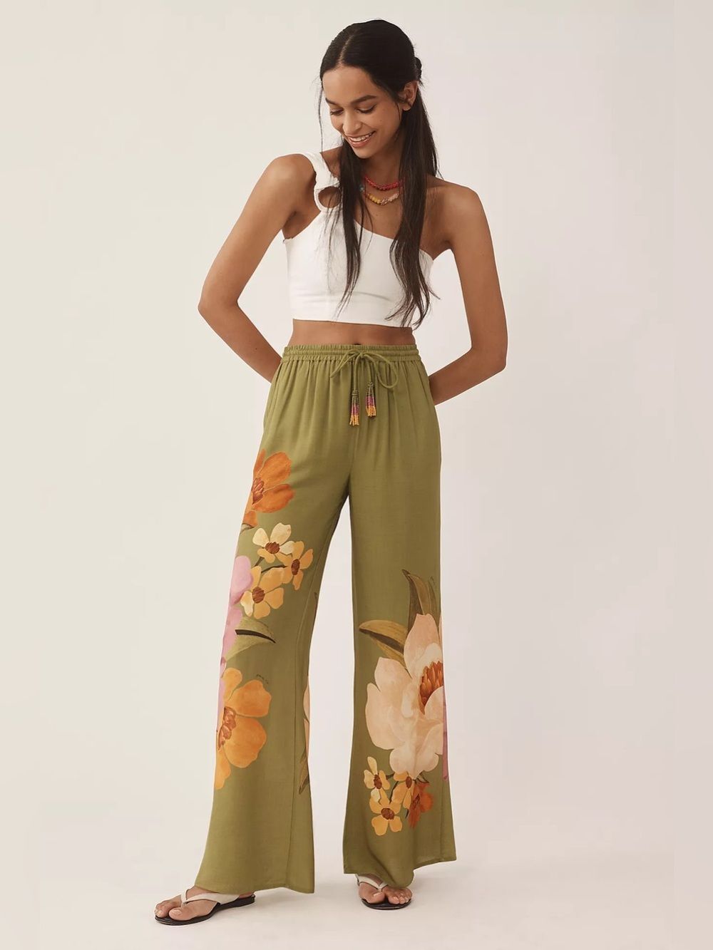 New Farm Rio x Anthropologie Placed Floral Pull-On Pants Size XL